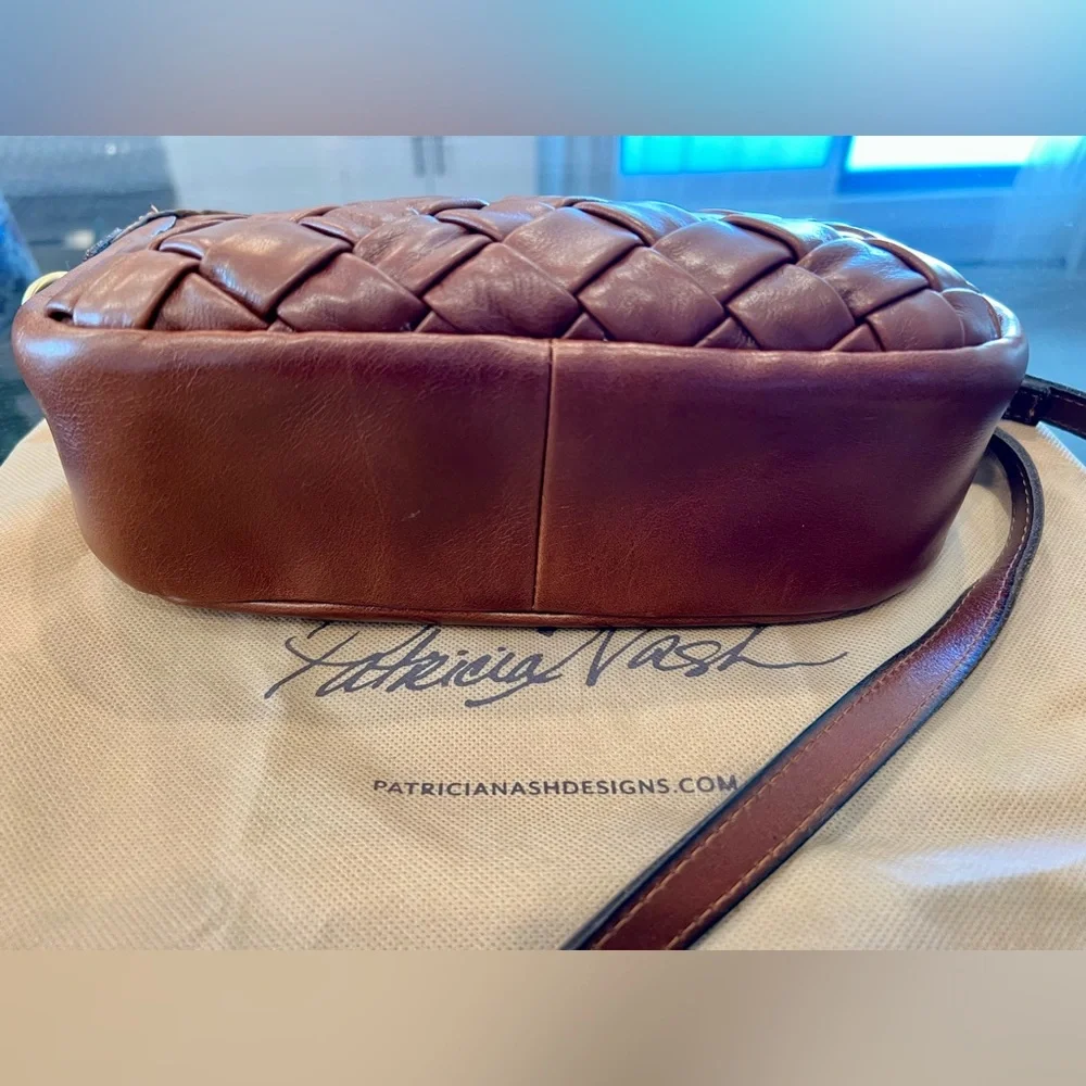 Patricia Nash Woven Brown Leather Crossbody Bag - Picture 3 of 11